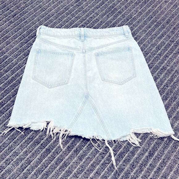 FREE PEOPLE We The Free Going Rogue Asymmetric Denim Skirt Washed Denim Size 27 - Picture 9 of 13